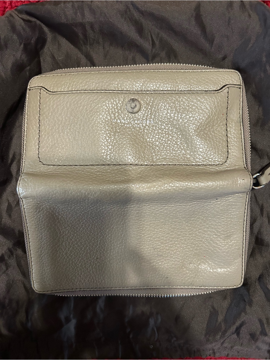 Pebbled Leather Zip Wristlet In Tan.
